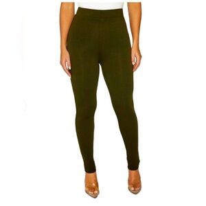 NWOT Naked Wardrobe Olive Green High Waisted Ribbed Leggings